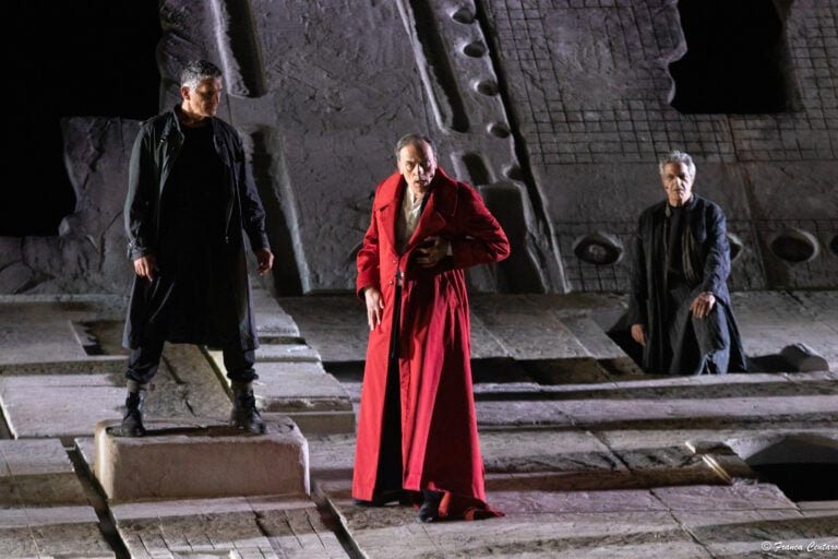 Rosario Tedesco (Pilade), Roberto Trifirò (Egisto), Danilo Nigrelli (Pedagogo), Elettra, Foto Franca Centaro, Fondazione INDA