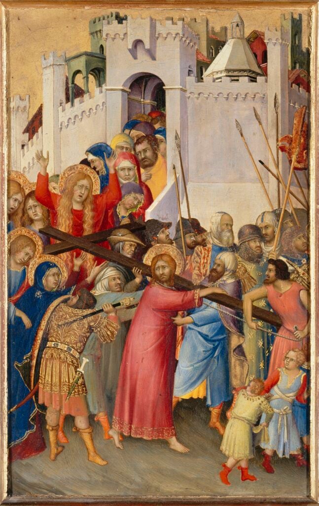 Simone Martini, La strada per il Calvario, 1326-34 ca., Tempera su tavola in pioppo. Musée du Louvre, Département des Peintures, Paris (INV 670 bis) © RMN-Grand Palais (musée du Louvre) / Gérard Blot