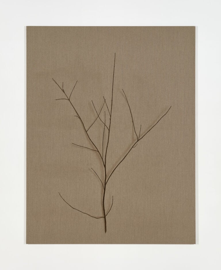 Helene Appel, Branch, 2025, acquerello su lino-watercolour on linen, cm.210x162. Courtesy l’artista & P420, Bologna. Photo Carlo Favero