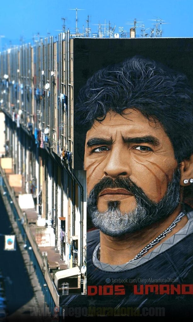 il famoso ritratto di maradona realizzato a napoli da jorit nel 2017 Murales e antimafia. Quando la Street Art vive di cliché: eroi, santi e icone pop