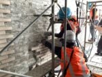 Imperial Hotel, Kyoto Workers removing tiles for reuse credit Obayashi Corporation