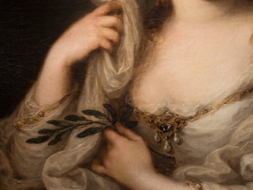 Angelica Kaufmann, Ritratto di Elisabetta Corner Grimani Giustinian (dettaglio), 1782, olio su tela, 80x65 cm. Collezione Privata. Foto Ugo Carmeni