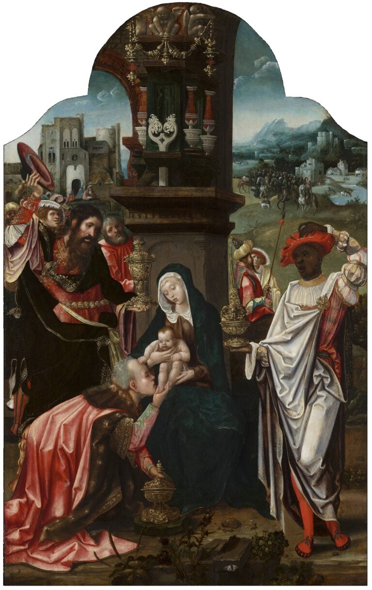 FLORIS VAN WANROIJ FINE ART, Adriaen van Overbeke, Active ca. 1505-1530, The Adoration of the Magi, Oil on panel, h cm 93 x 58,5
