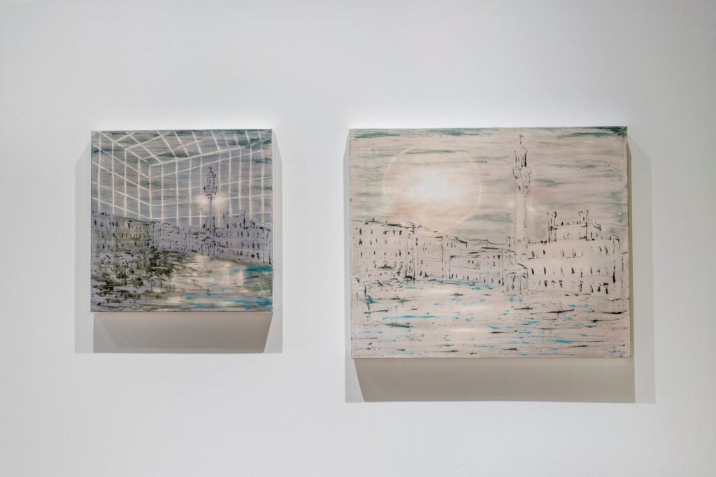 pierluigi pusole due opere dalla serie capricci 2025 museo civico di siena particolare dellinstallazione cph ela bialkowska okno studio Sei mostre in giro per Siena dedicate al tema del paesaggio