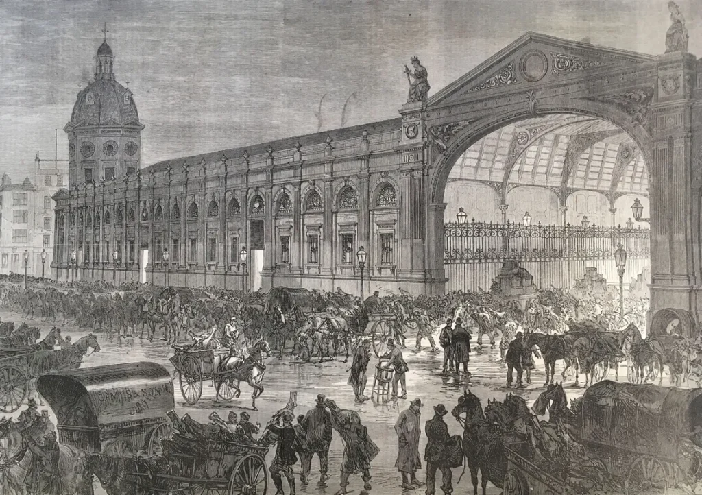 Smithfield Market, 1870. Da Illustrated London News, January-June 1870. Courtesy Londom Museum