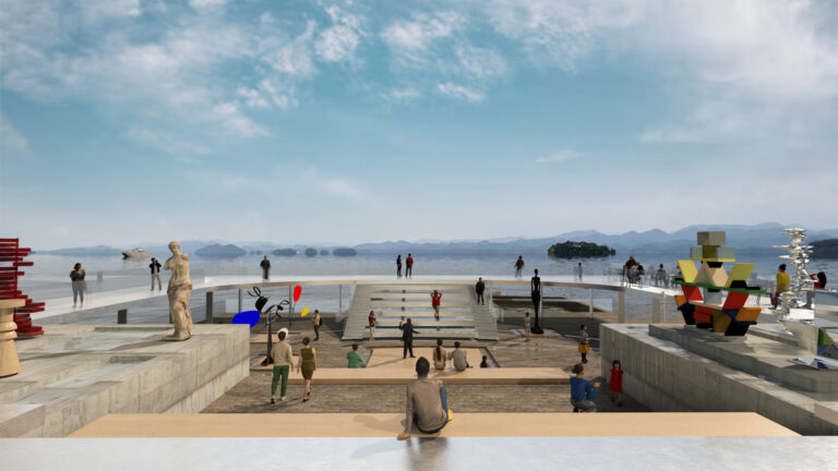 1078 + 1 ISLANDS Renovation Project, Hangzhou (Cina), 2024, vista dalla loggia. Crediti render Barreca & La Varra
