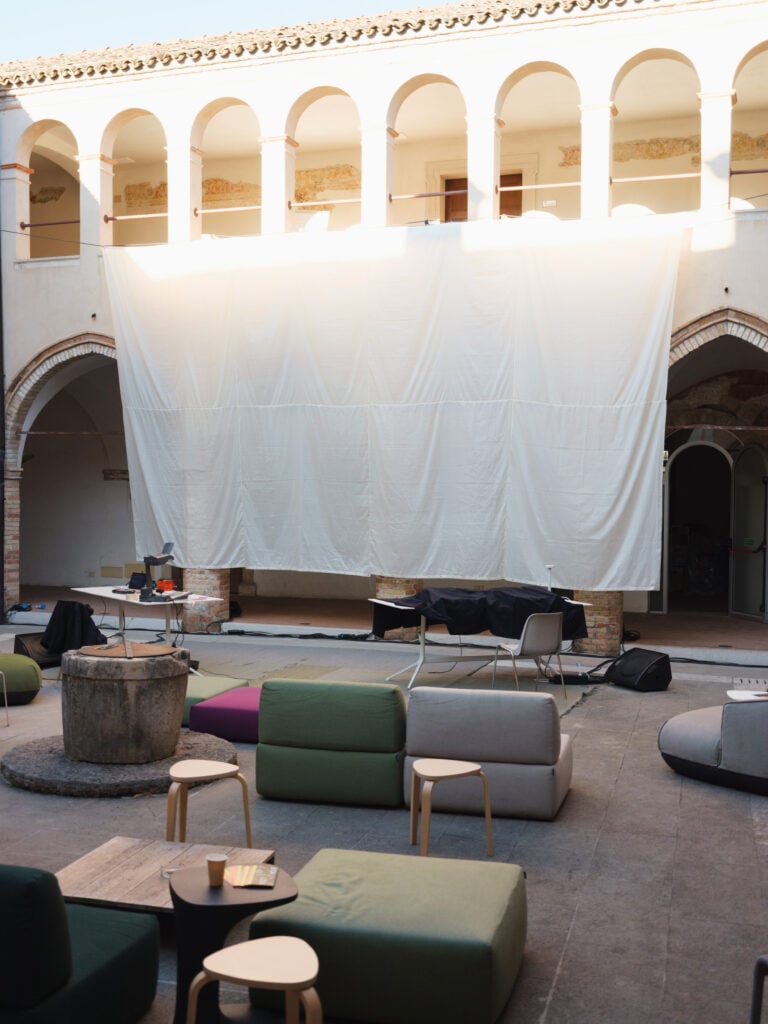 Book Look 2025, Associazione Obliquo, installation veiw at Ex Convento di San Francesco, Pordenone. Photo Luigi Chiapolino