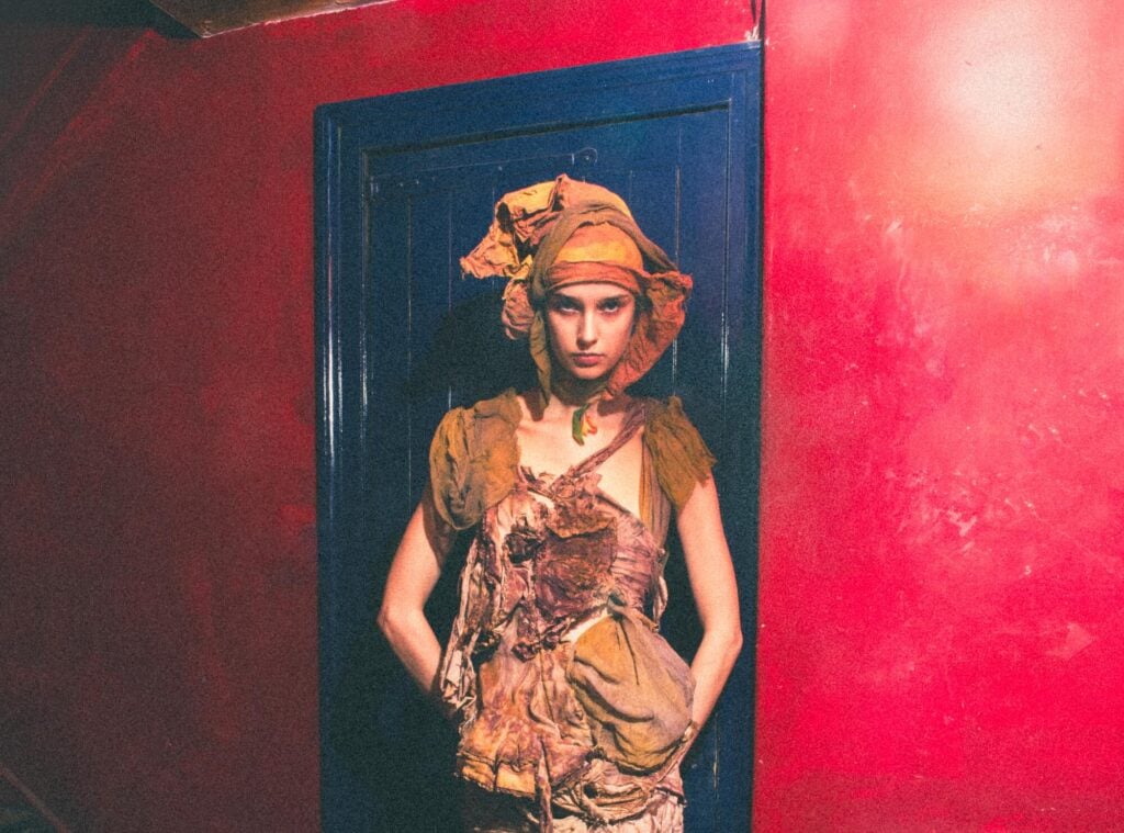 Paolo Carzana, Autumn/Winter 2025, Dragons Unwinged at the Butchers Block. Photograph by Joseph Rigby, Dirty Looks, Barbican