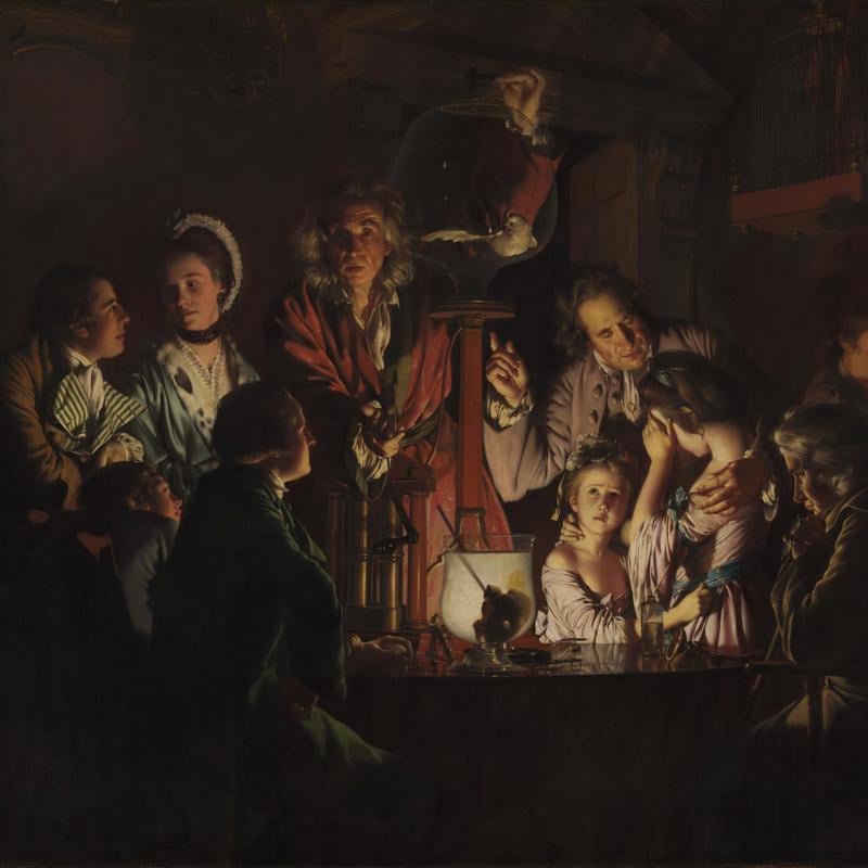 Detail from Joseph Wright 'of Derby', 'An Experiment on a Bird in the Air Pump', 1768
