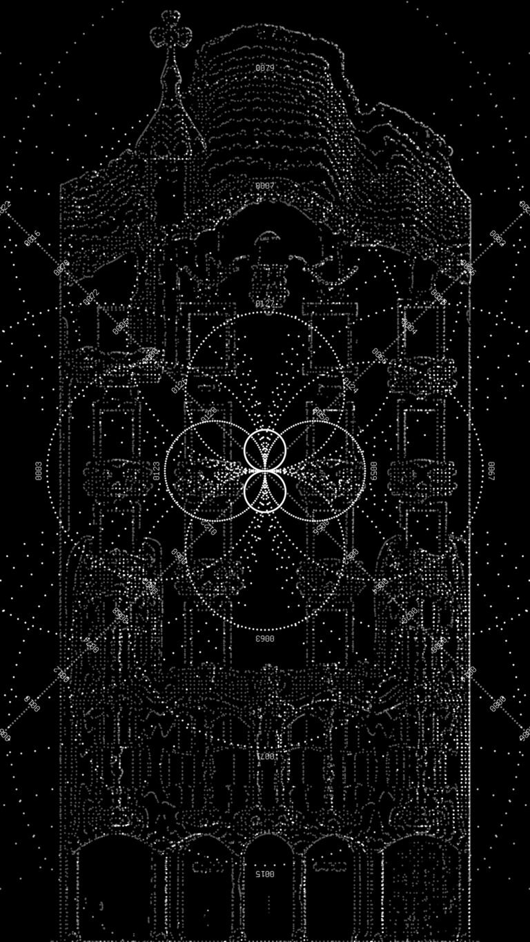 Graphic Study of Casa Batlló Façade Mapping. Image courtesy of United Visual Artists