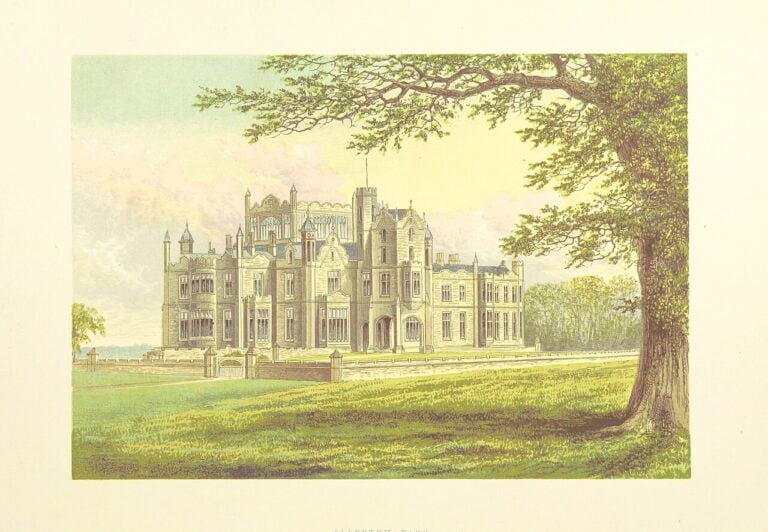 View of Allerton Castle, from The County Seats of the Noblemen and Gentlemen of Great Britain and Ireland, 1868 by Francis Orpen Morris
