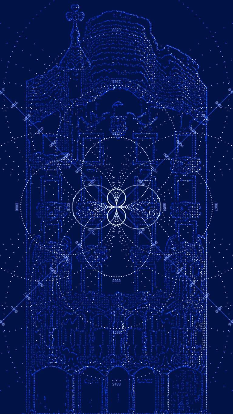 Graphic Study of Casa Batlló Façade Mapping. Image courtesy of United Visual Artists