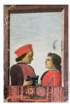Tavoletta dipinta con il ritratto del Duca di Urbino e l’autoritratto di Antonio del Pollaiolo, disposta nel Codice Urbinate Latino 508 "Disputationes Camaldulenses" di Cristoforo Landino