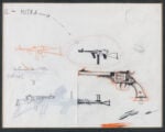 Pino Pascali, Mitra e pistola, 1961, tecnica mista su carta. Donazione Galleria Colossi Arte Contemporanea (BS). Collezione Fondazione Museo Pino Pascali. Crediti fotografici: Marino Colucci, 2025