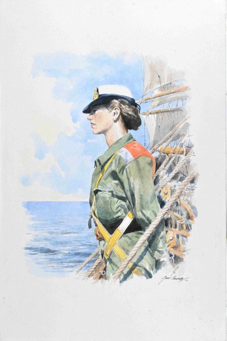 allieva se in vespucci acquerello 56x38 cm crediti foto arte zucchi livorno Storia del 95enne Marc Sardelli, pittore ufficiale della Marina Militare