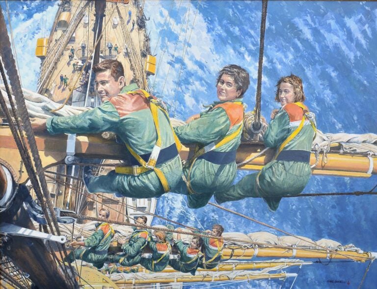 allievi su nave vespuci olio tela 100x130 cm crediti foto arte zucchi livorno Storia del 95enne Marc Sardelli, pittore ufficiale della Marina Militare
