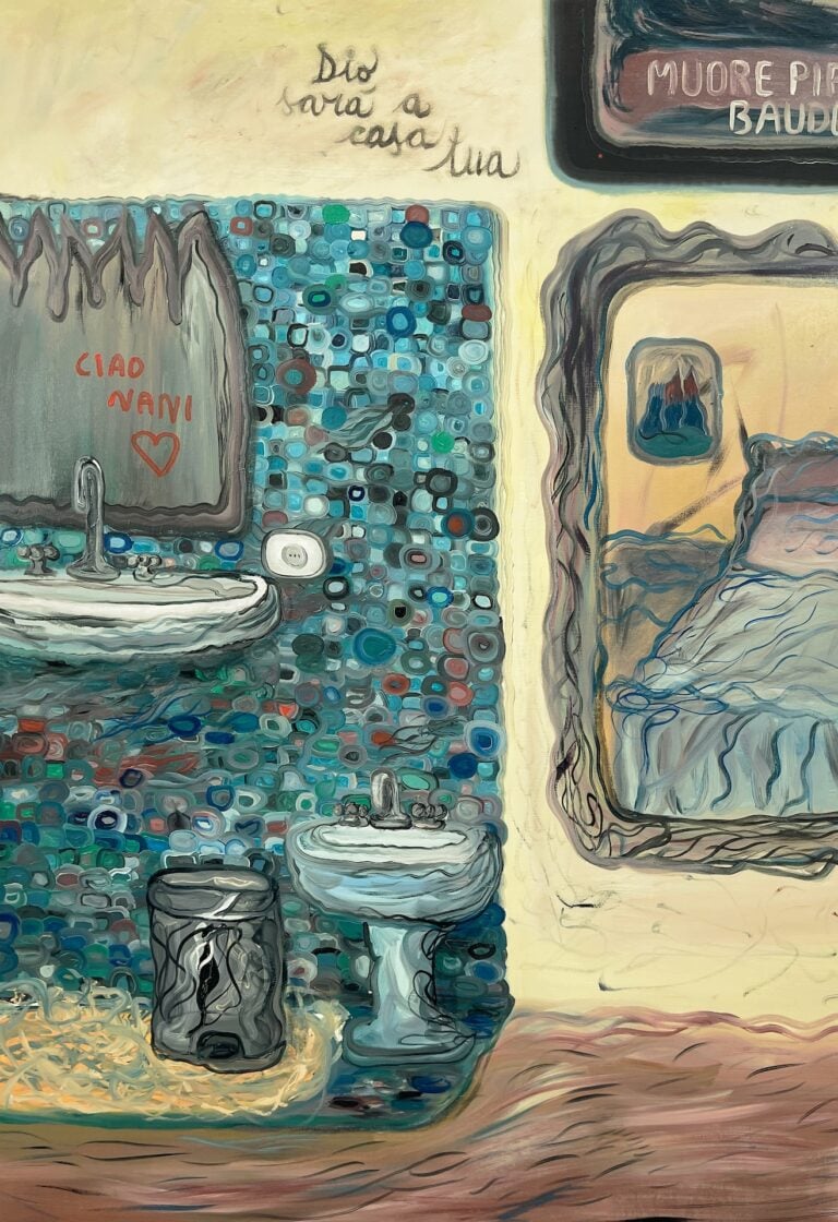 Bruno Marrapodi, Dio sarà a casa tua, 2025, olio su tela, 103 x 70 cm copia