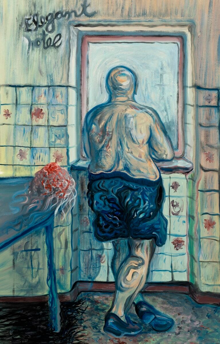 Bruno Marrapodi, Elegant Hotel, 2025, olio su tela, 72 x 44 cm