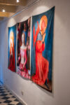 Fabrizio Ajello, Tryptich of the Martyrdom, mixed media on terry cloth, 140x90 each, cm, 2024, installation view LdM Gallery, ph. Anna Cederus