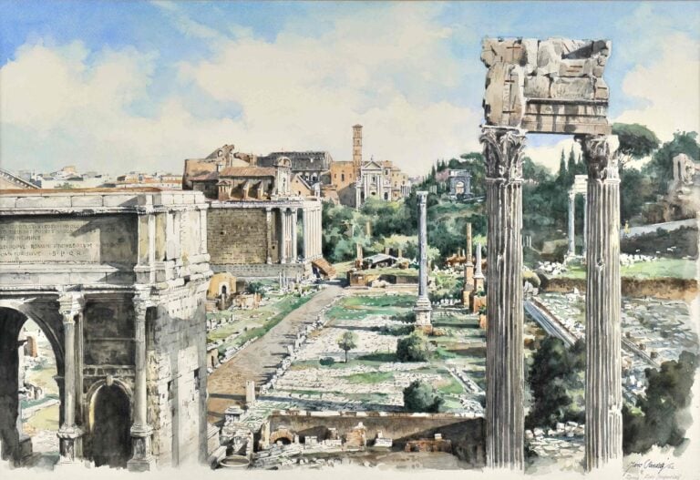 fori imperiali roma acquarello 46x67 cm crediti foto arte zucchi livorno Storia del 95enne Marc Sardelli, pittore ufficiale della Marina Militare