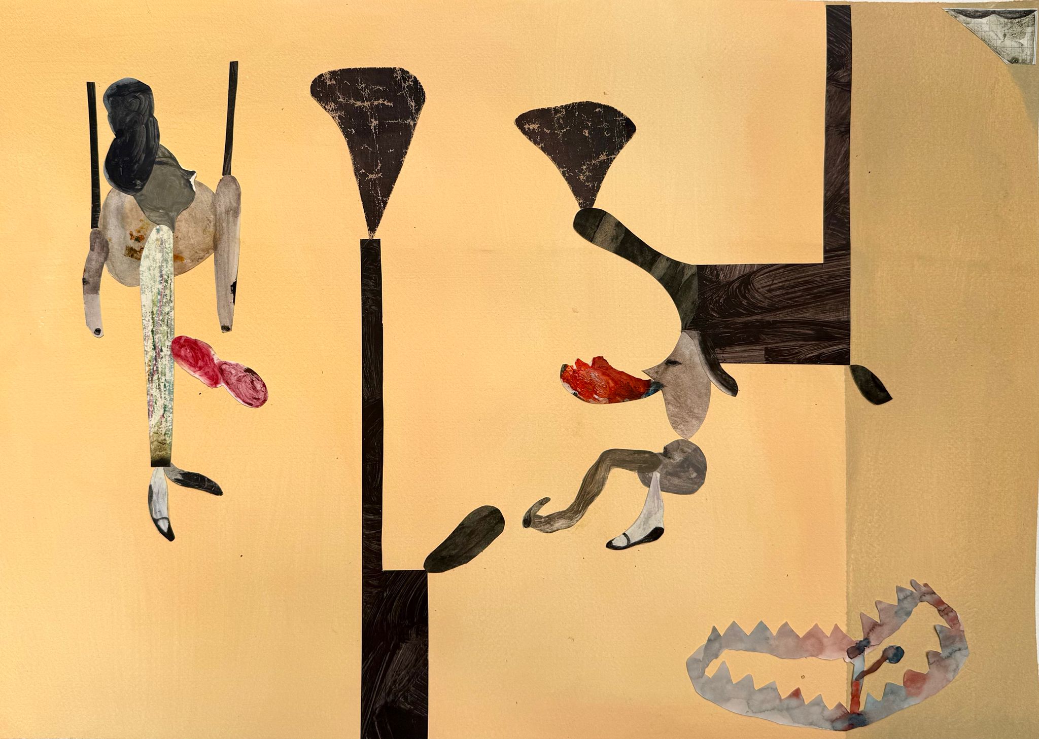 Guglielmo Castelli, Sorelle, collage su carta Amatruda, 2025_Courtesy dell'artista
