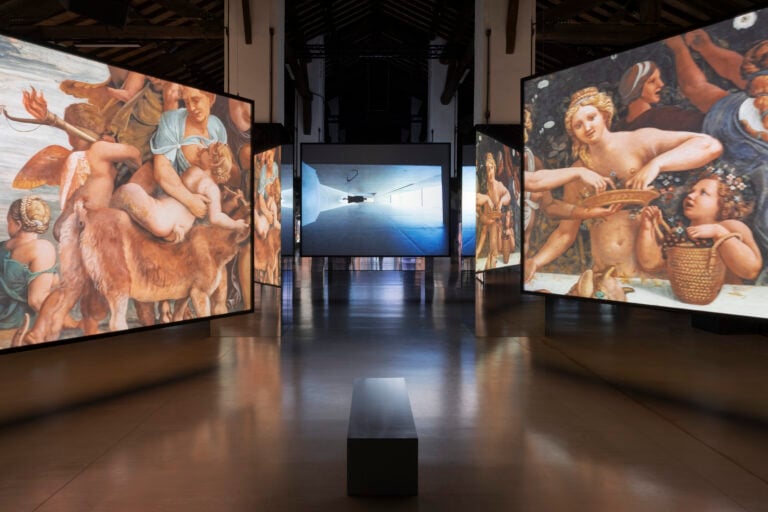Installation view, Isaac Julien, All That Changes You. Metamorphosis, Palazzo Te, Mantova, 4 Ottobre 2025 – 01 Febbraio 2026. Courtesy l'artista, Victoria Miro e Jessica Silverman. © L'artista. Fotografie: Andrea Rossetti / Palazzo Te