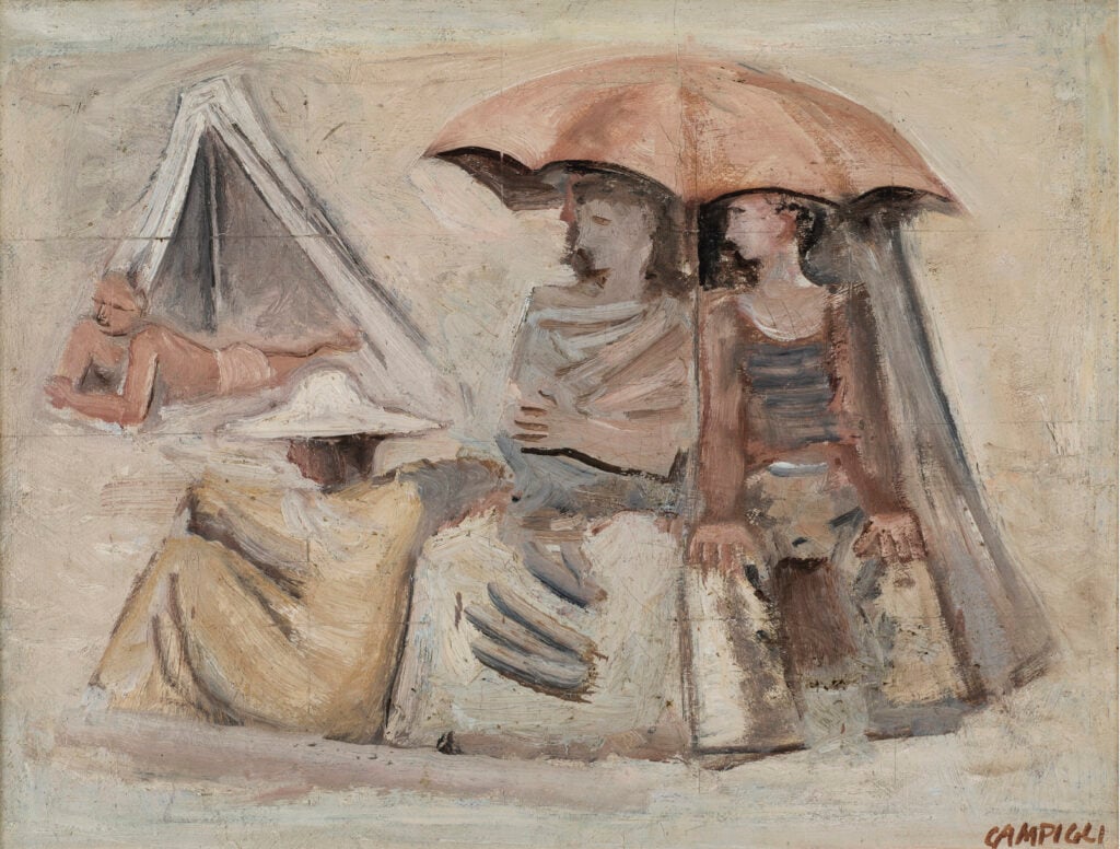La spiaggia, 1930. Massimo Campiglia alla Galleria d'Arte Maggiore a Parigi