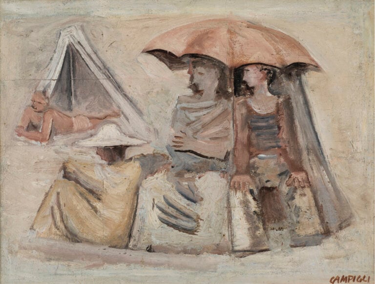 La spiaggia, 1930. Massimo Campiglia alla Galleria d'Arte Maggiore a Parigi