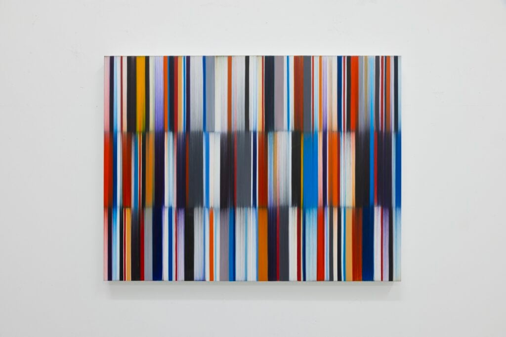 Mark Francis, Audio Code, 2024, oil on aluminium, 60 x 79 cm