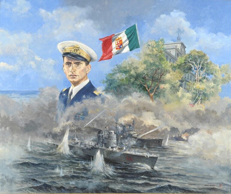 omaggio allammiraglio francesco mimbelli olio tela 80x100 cm crediti foto arte zucchi livorno Storia del 95enne Marc Sardelli, pittore ufficiale della Marina Militare