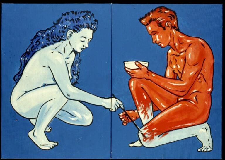 zanichellisenza titolo coppia che si dipinge 1200x855 1 In Piemonte la mostra che celebra i 30 anni della Fondazione Sandretto Re Rebaudengo e inneggia agli Anni Novanta 