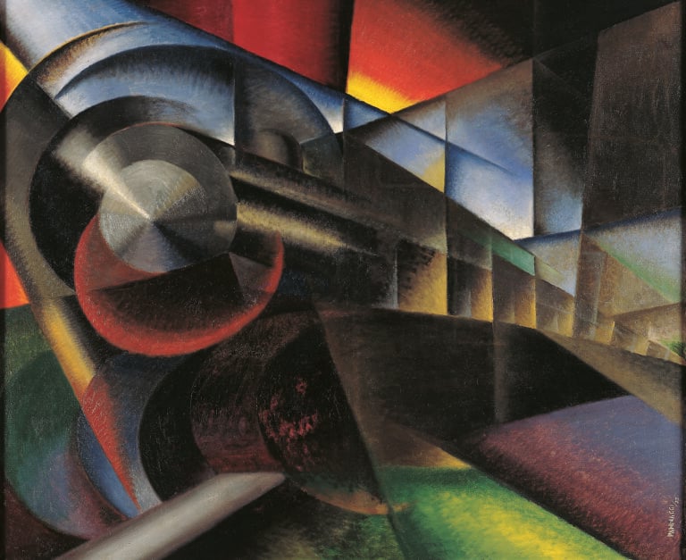 Ivo Pannaggi, Treno in corsa, 1922 Macerata, Fondazione Cassa di risparmio della provincia di Macerata - Museo Palazzo Ricci