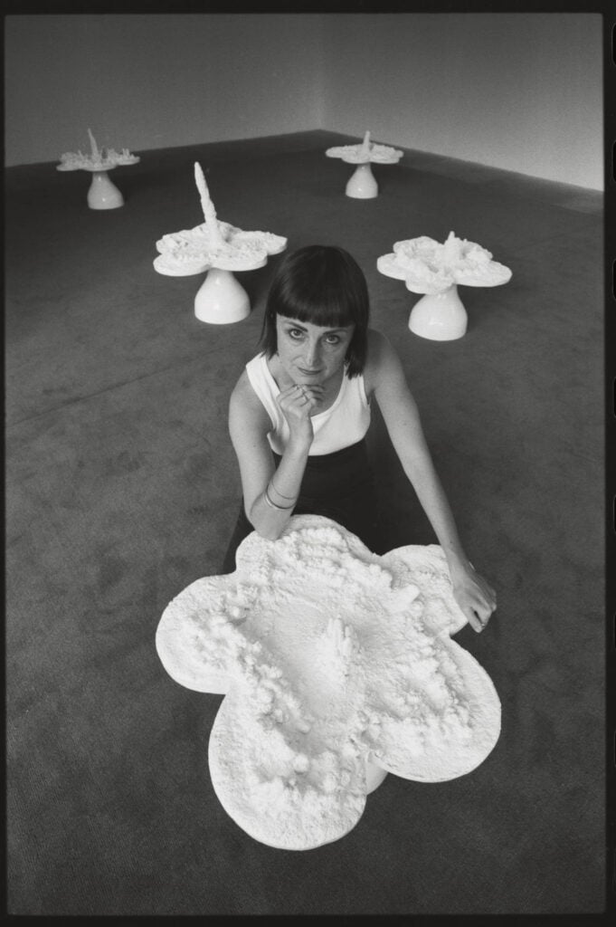 Helen Chadwick with Piss Flowers from the exhibition ‘Helen Chadwick Effluvia’, Serpentine Gallery, 1994 Photo Kippa Matthews © Kippa Matthews