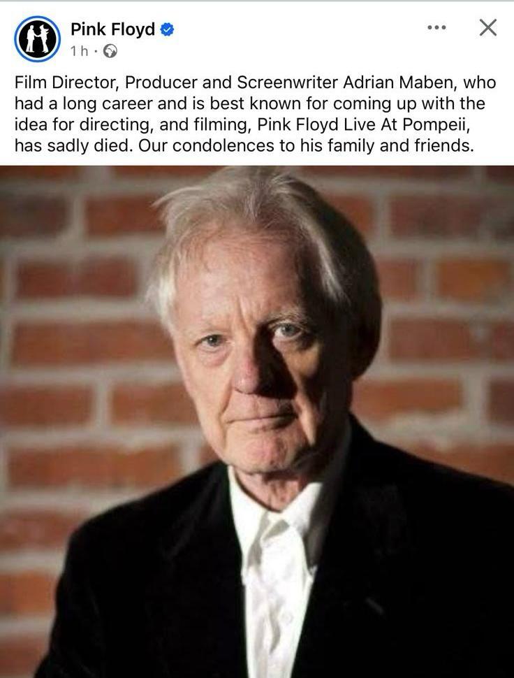post pink floyd 2 È morto Adrian Maben. Fu il regista che portò i Pink Floyd in live a Pompei 