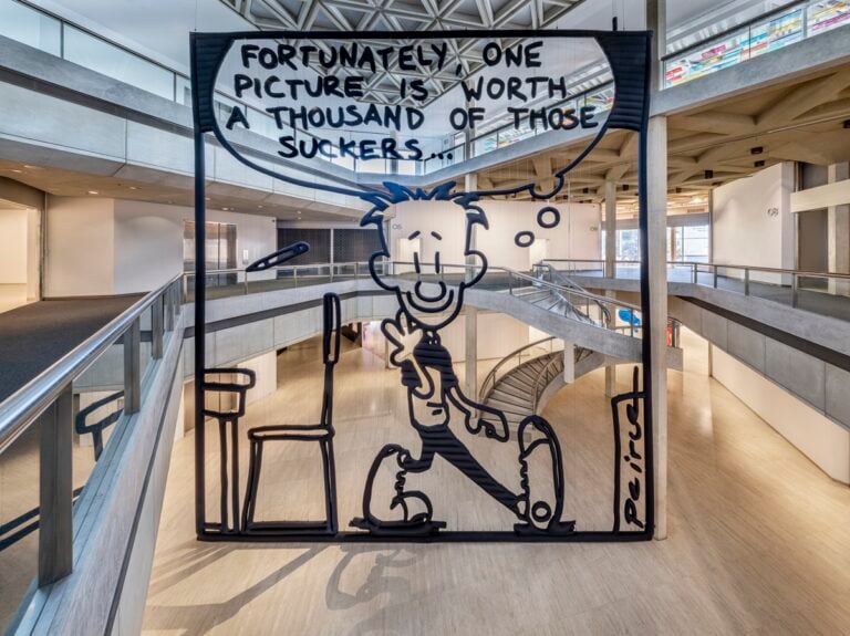 Paola Pivi, Fortunately, one picture is worth a thousand of these suckers&hellip; (drawing by Lincoln Peirce) 2025. Installation view, The Art Gallery of Western Australia (AGWA), Perth, 2025. Courtesy Paola Pivi e Perrotin, photo Ela Bialkowska, OKNO studio