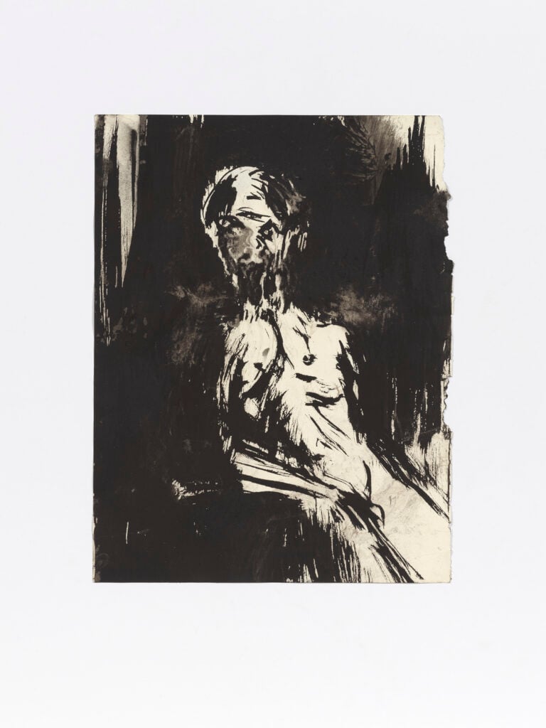 Emanuele Becheri, Studio per autoritratto, 13.02.2025, ossido su carta, 35,5x27cm. Photo Dario Lasagni, courtesy l’Artista, CAR Gallery Bologna