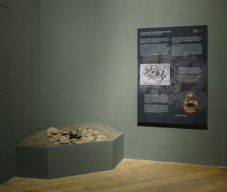 Installation view LABORATORIO NEANDERTHAL. Le scoperte di Grotta Guattari. MUCIV-Museo delle Civilt&agrave;, Roma. Foto Giorgio Benni