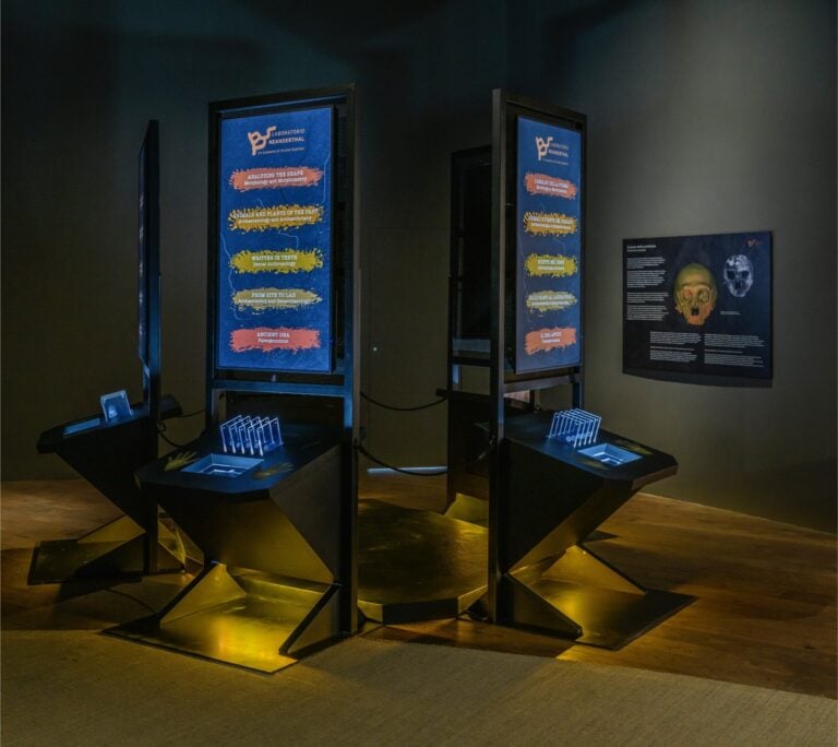 Installation view LABORATORIO NEANDERTHAL. Le scoperte di Grotta Guattari. MUCIV-Museo delle Civilt&agrave;, Roma. Foto Giorgio Benni