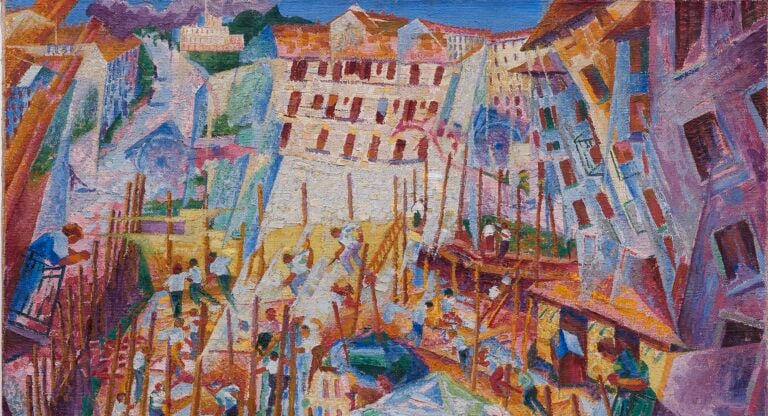 Umberto Boccioni, 1911, The Street Enters the House, oil on canvas, 100 x 100.6 cm, Sprengel_Museum