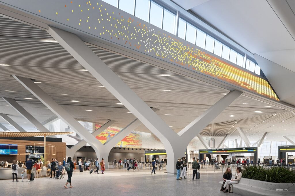 L'area Partenze al JFK di New York. Render, courtesy The New Terminal One at JFK Arup