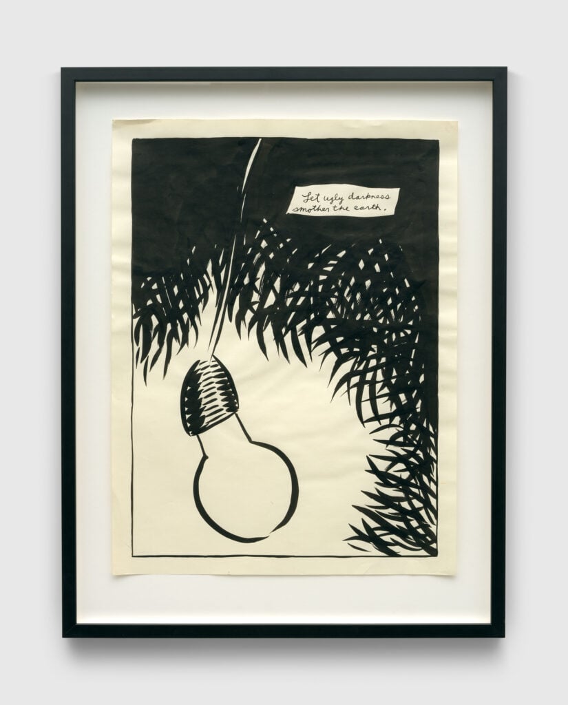 Musée Picasso, Pettibon, No title (Let ugly darkness...), 1987 © Raymond Pettibon Courtesy the artist and David Zwirner Photo: Kerry McFate Copyright Raymond Pettibon