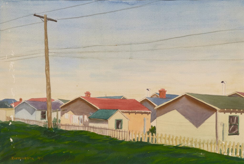 Richard Diebenkorn, Senza titolo, 1943, acquarello, grafite e nastro su carta, 2025 © Richard Diebenkorn Foundation:Artists Rights Society (ARS), New York. Photo Owen Comway, courtesy Gagosian