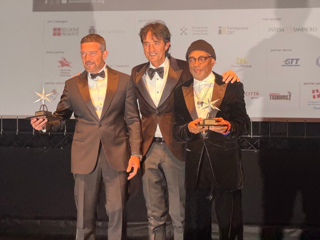 Spike Lee e Antonio Banderas ricevono il premio Stella della Mole al Torino Film Festival. Photo Dario Bragaglia