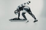 Skeleton, athlete Akwasi Frimpong of Ghana with his skeleton; suit design Matt Millette, helmet design Peter Pen Art, photo Nate Athay, 2024 