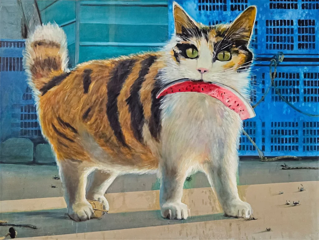 Pinacoteca Nazionale, More Than This. In foto: Thomas Braida, Don’t Mess with Cats, 2025. Courtesy l’artista e Monitor Gallery, Roma e Lisbona. Ph: Nico Covre