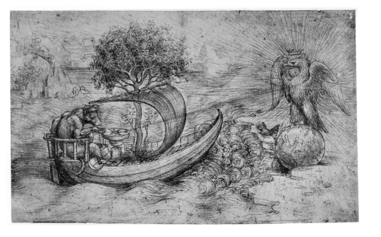 Leonardo da Vinci, disegno "Il Lupo e l&rsquo;Aquila". Royal Library, Windsor