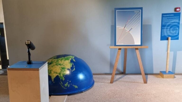 Exhibition view, Agor&agrave;, Scienza e matematica dal Mediterraneo antico, Casale di Santa Maria Nova, Parco Archeologico dell&rsquo;Appia Antica, Roma