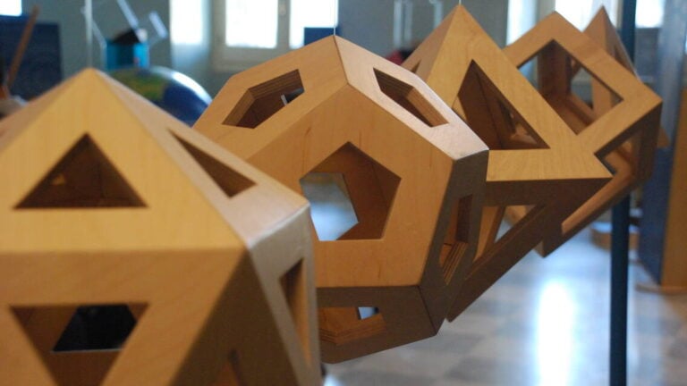 Exhibition view, Agor&agrave;, Scienza e matematica dal Mediterraneo antico, Casale di Santa Maria Nova, Parco Archeologico dell&rsquo;Appia Antica, Roma