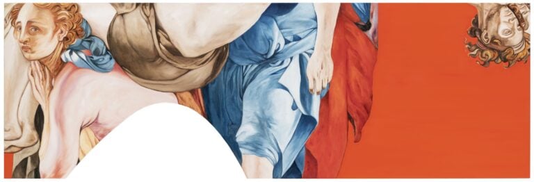 Alessandro Giannì, Il vuoto divora il tempo (Disvelamento), 100x300 cm, 2025 alla Galleria Mazzoli di Modena ph © Rolando Paolo Guerzoni