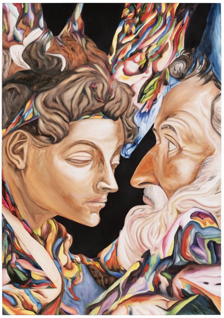 Alessandro Giannì, Sguardo interrotto, 100x70cm, 2025 alla Galleria Mazzoli di Modena ph © Rolando Paolo Guerzoni